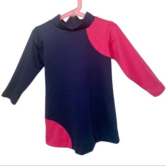 FLORENCE EISEMAN Ponte Knit Dress Navy & Pink Color Block Long Sleeve Size 4 - Picture 8 of 14